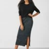 Metallic Ribbed Midi Skirt -Outlet hush Store 006574 2809 01