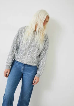 Silver Sequin Sweatshirt -Outlet hush Store 008708 3142 02
