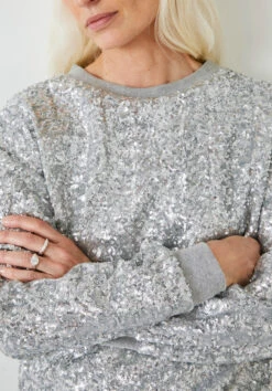 Silver Sequin Sweatshirt -Outlet hush Store 008708 3142 04