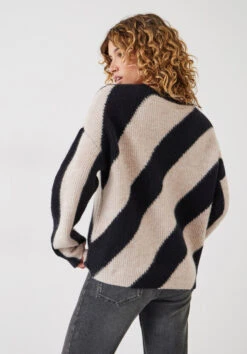 Georgie Diagonal Stripe Wool Blend Jumper -Outlet hush Store 009236 0456 03