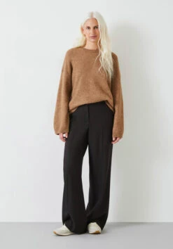 Emily Wide Leg Wool Blend Trousers