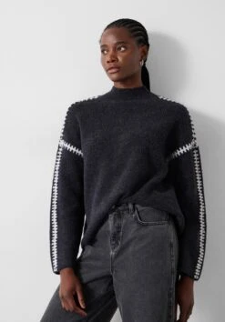 Celine Contrast Stitch Wool Blend Jumper -Outlet hush Store 009717 2806 01