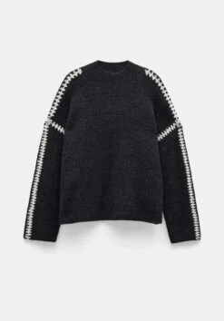 Celine Contrast Stitch Wool Blend Jumper -Outlet hush Store 009717 2806 07 5