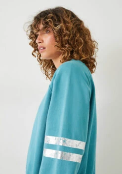 Metallic Stripe Relaxed Sweatshirt 12 Metallic Stripe Relaxed Sweatshirt -Outlet hush Store 009771 1812 04