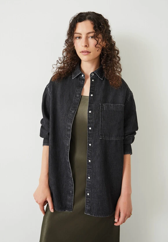 Deanna Washed Black Denim Overshirt 4 Deanna Washed Black Denim Overshirt - Image 2