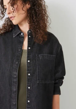 Deanna Washed Black Denim Overshirt 19 Deanna Washed Black Denim Overshirt -Outlet hush Store 010572 2826 04
